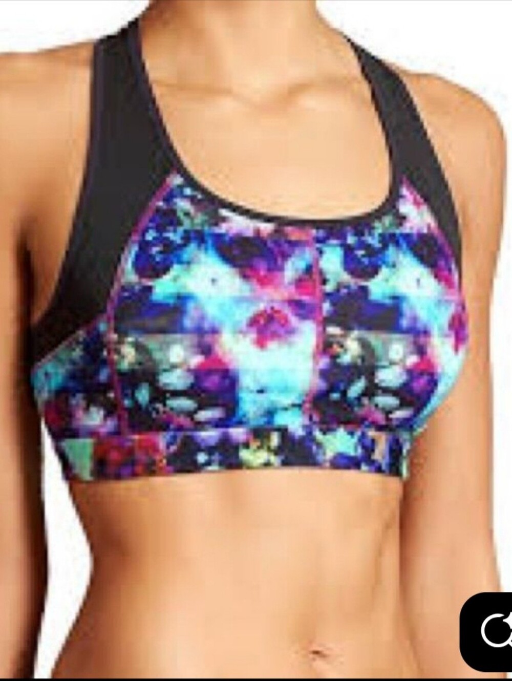 ATHLETA Push the Limits Floral Watercolor Sports Bra ** Medium ** EUC!